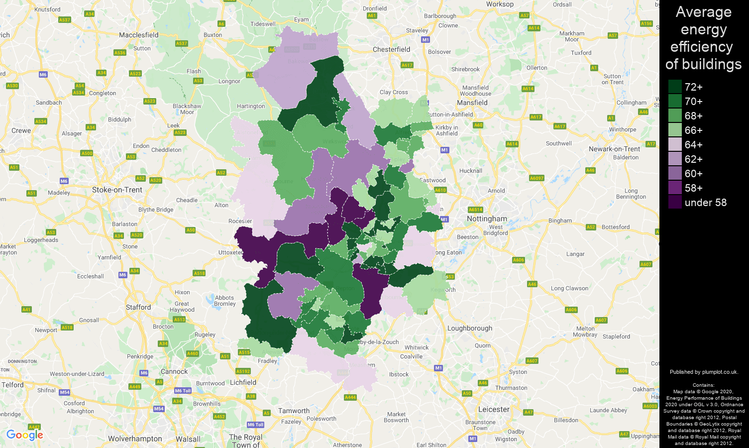Derby map of energy efficiency of flats