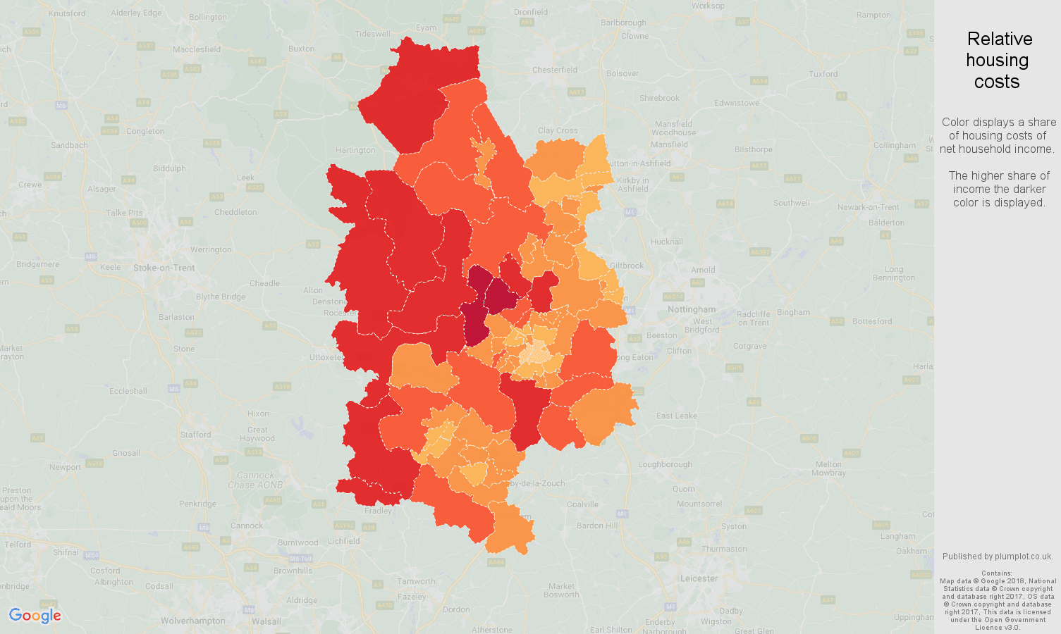 Derby relative housing costs map