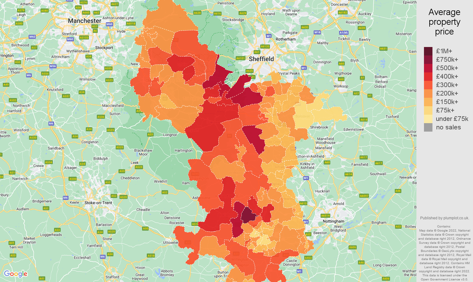 Derbyshire house prices map
