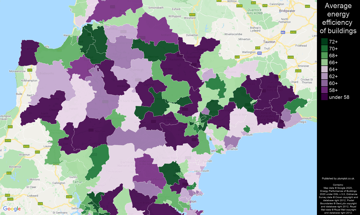 Devon map of energy efficiency of flats