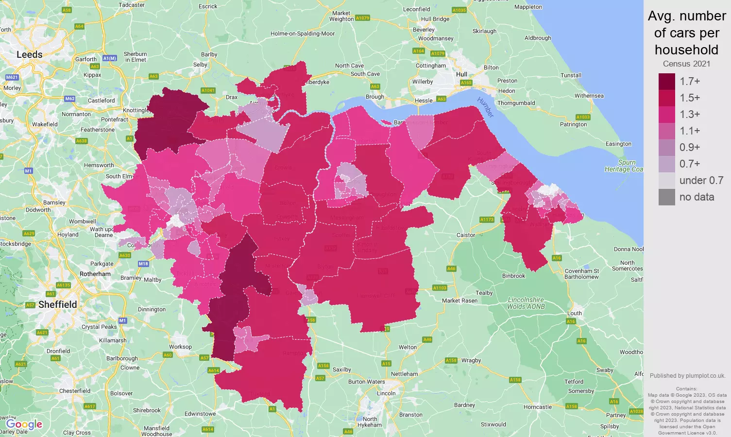 Doncaster cars per household map