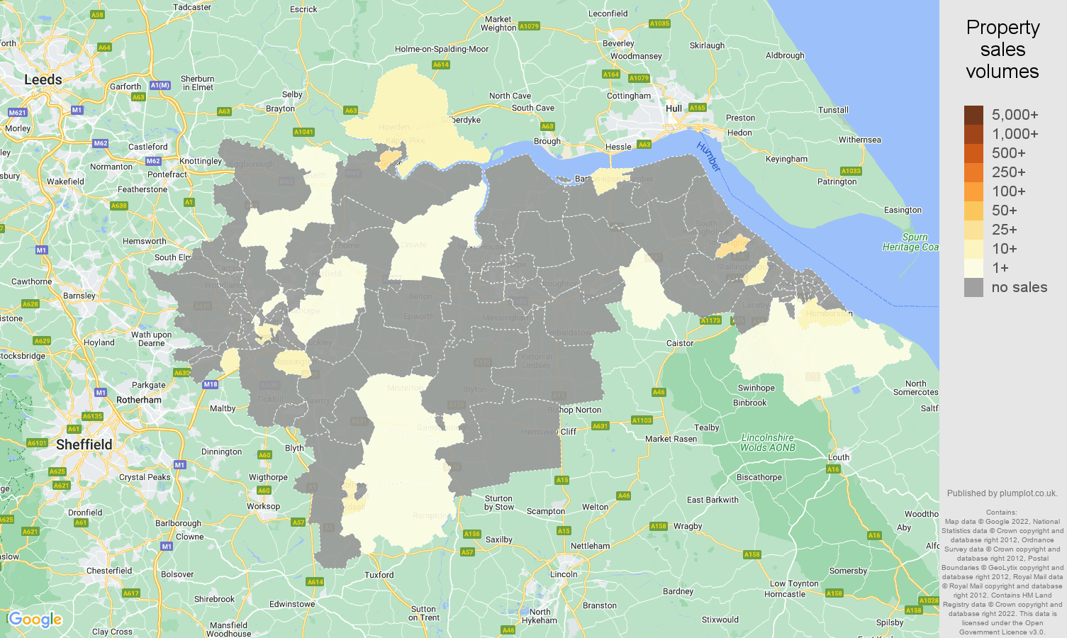 Doncaster map of sales of new properties