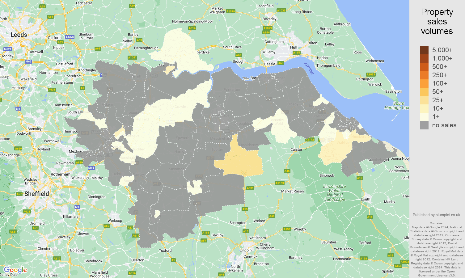 Doncaster map of sales of new properties