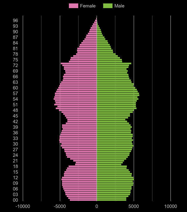 Doncaster population pyramid by year
