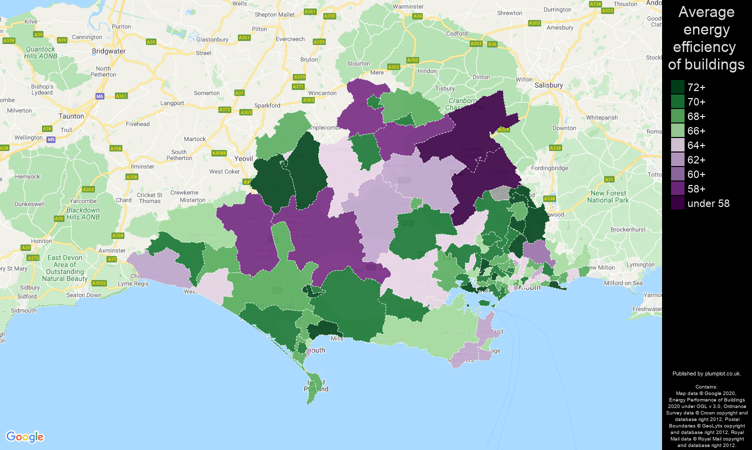 Dorset map of energy efficiency of flats