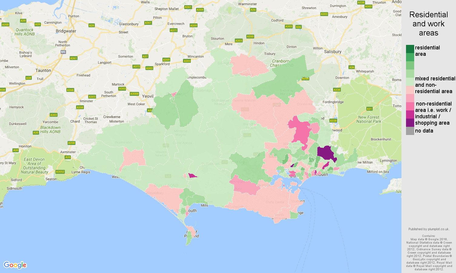Dorset residential areas map