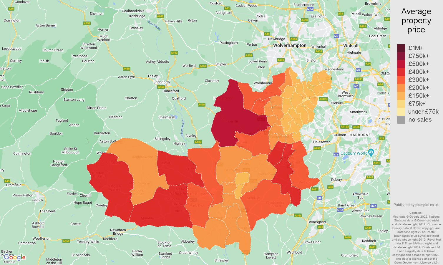 Dudley house prices map