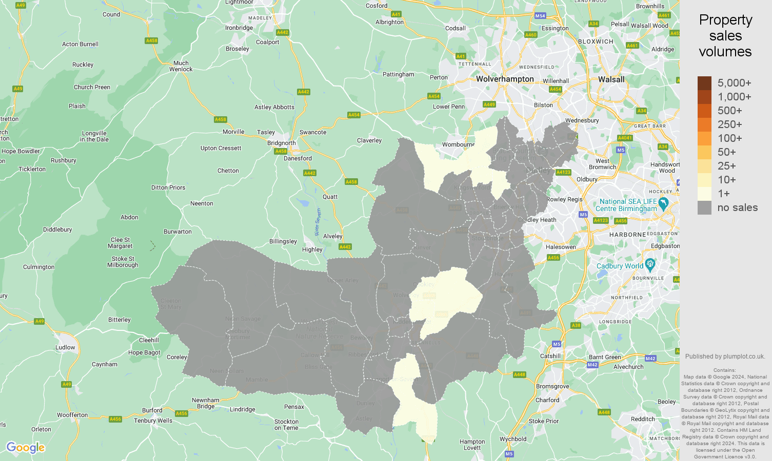 Dudley map of sales of new properties