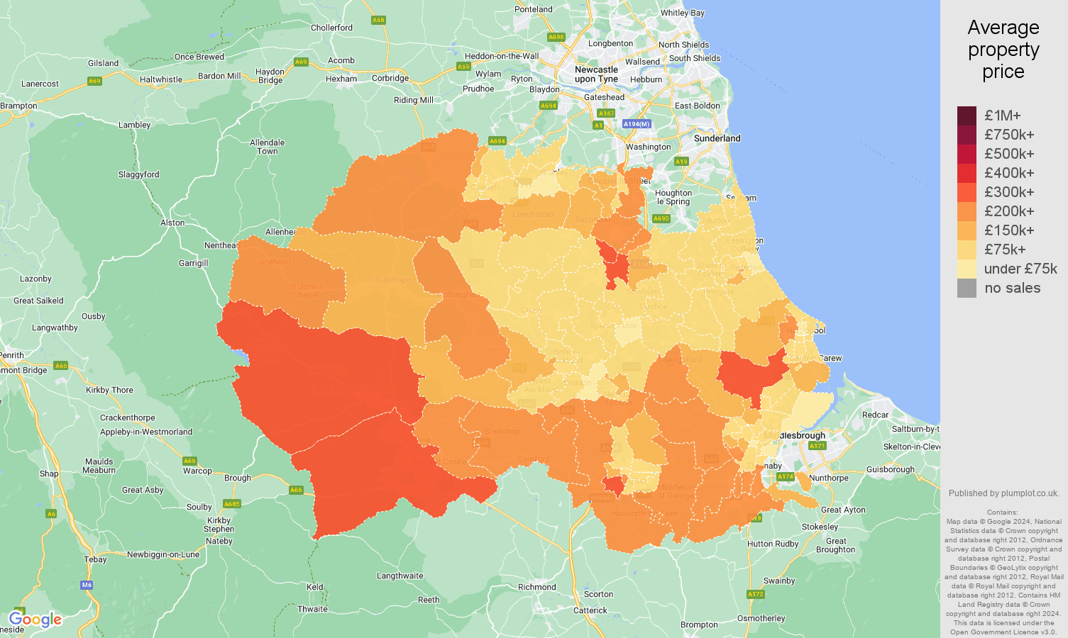 Durham county house prices map