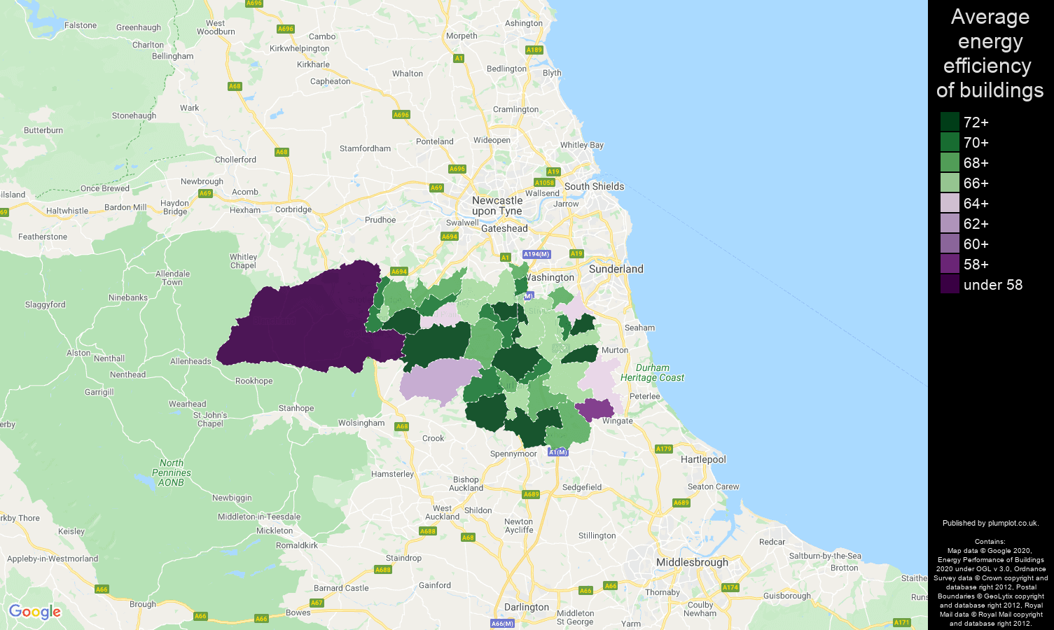 Durham map of energy efficiency of flats