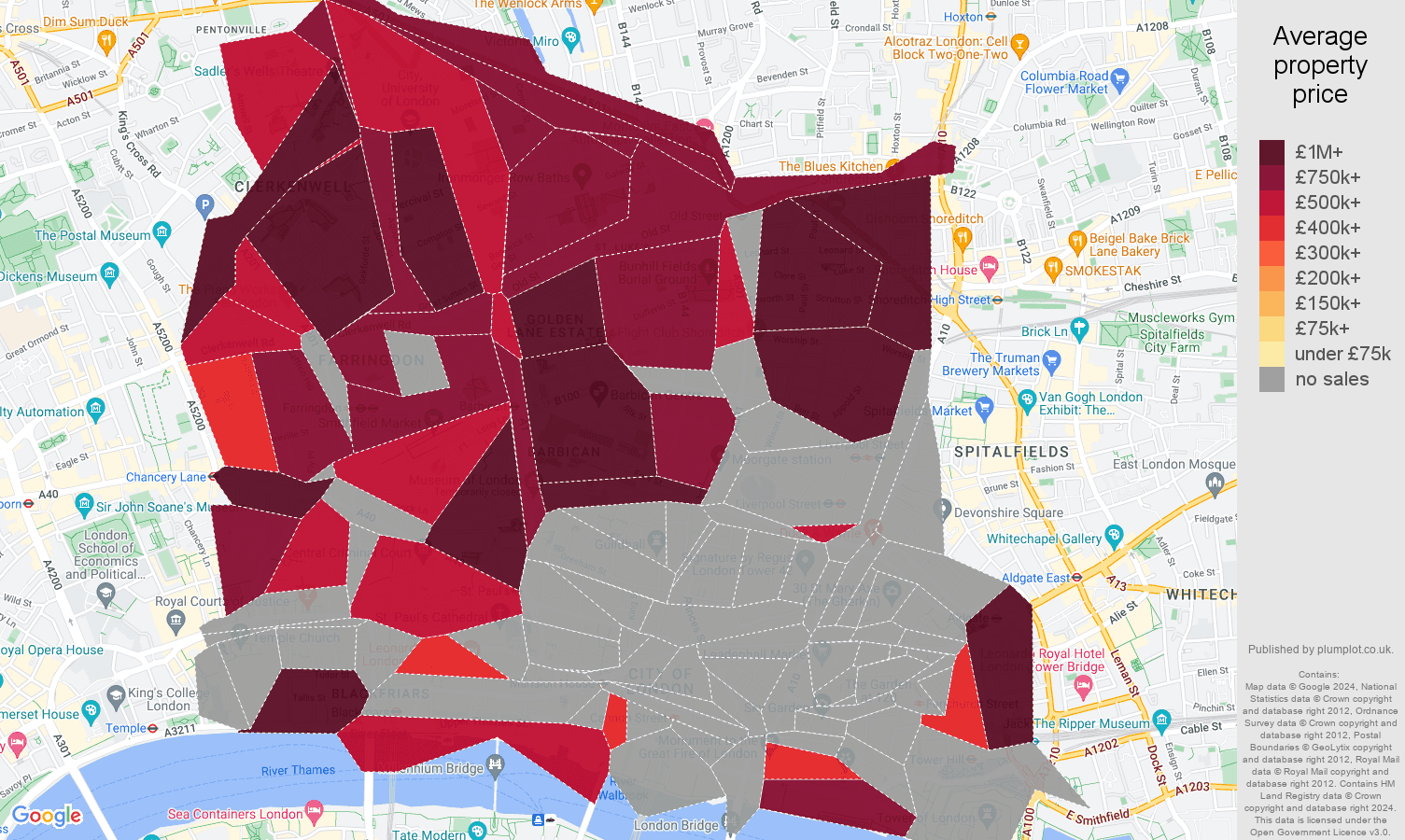 East Central London house prices map
