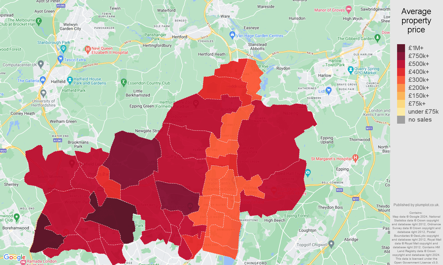Enfield house prices map