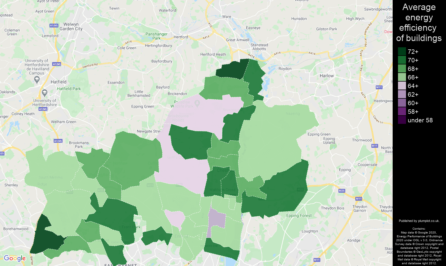 Enfield map of energy efficiency of flats