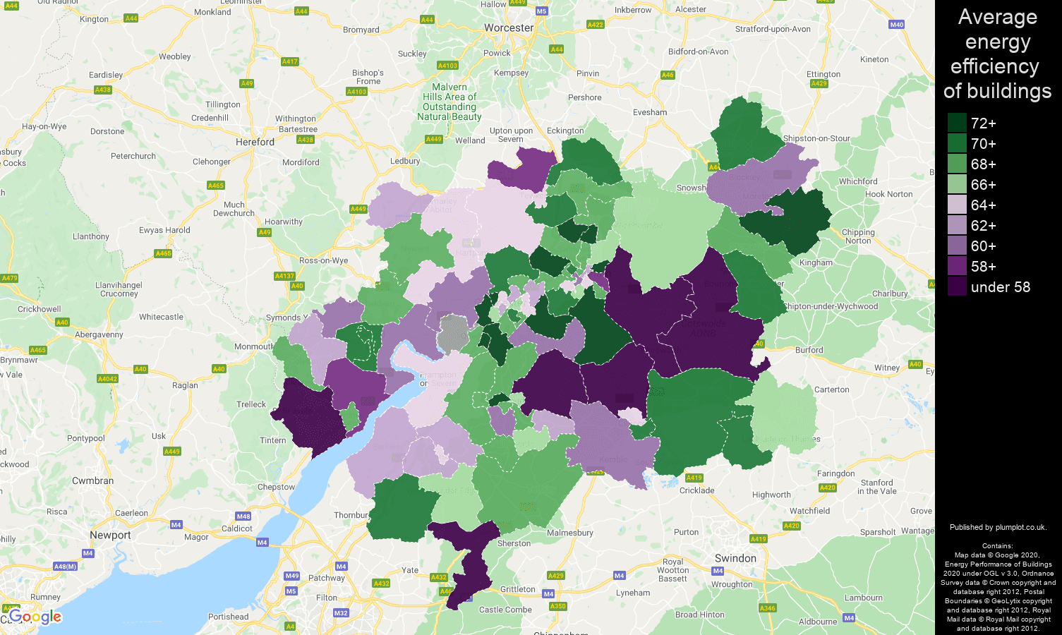 Gloucester map of energy efficiency of flats