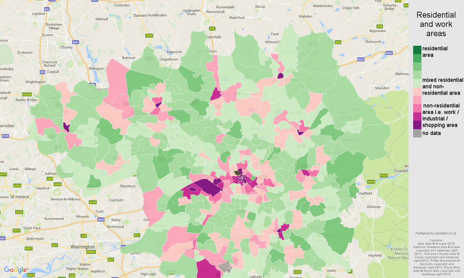 Greater Manchester residential areas map