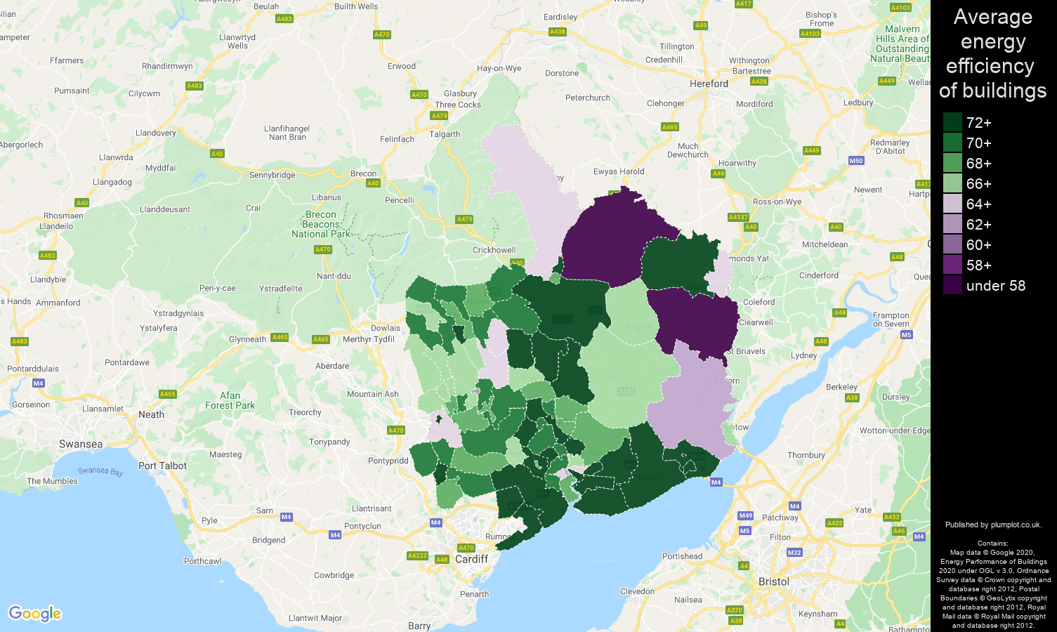 Gwent map of energy efficiency of flats