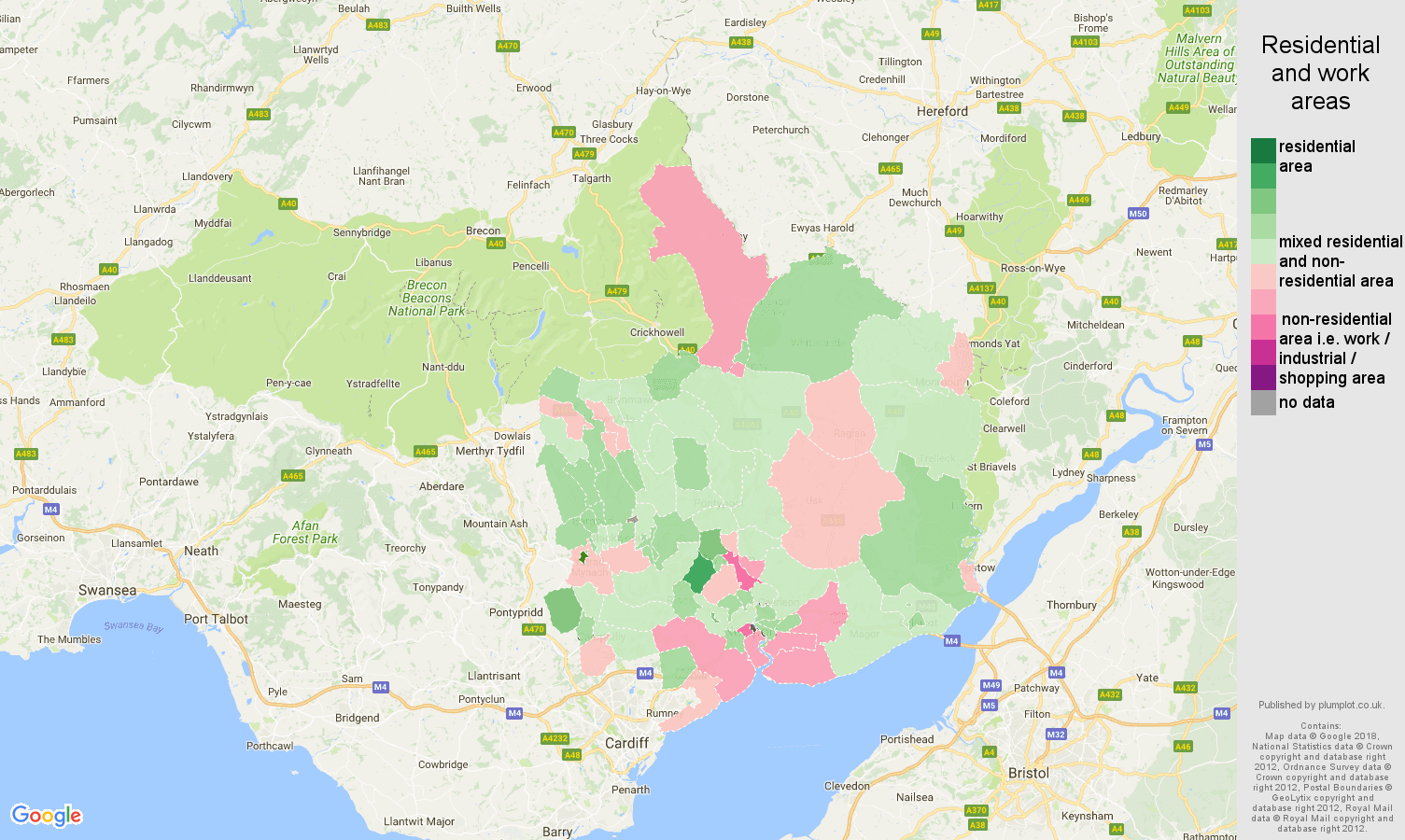 Gwent residential areas map