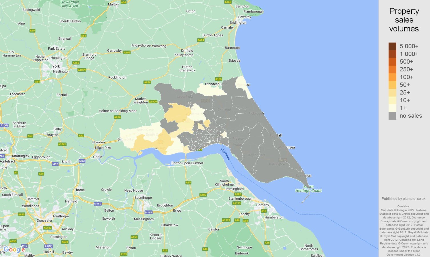 Hull map of sales of new properties