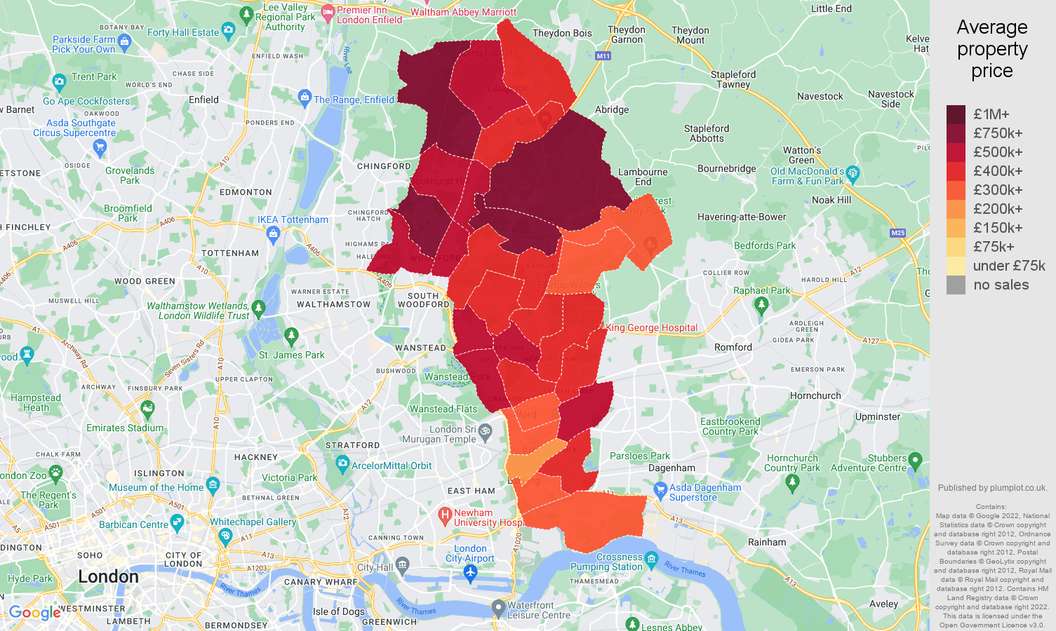 Ilford house prices map