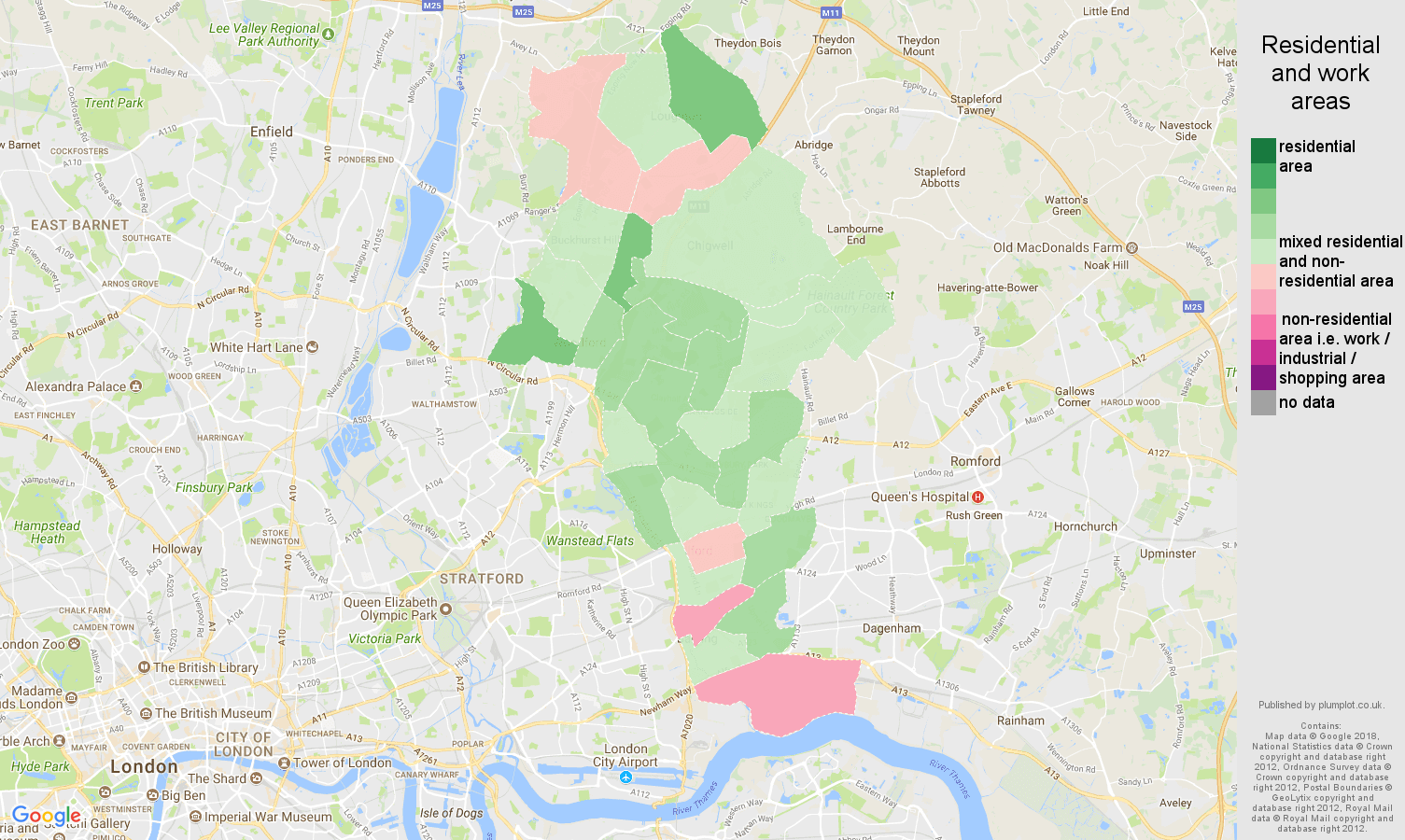 Ilford residential areas map