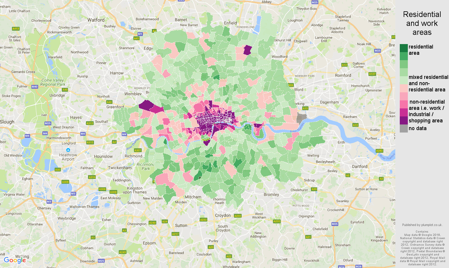 Inner London residential areas map