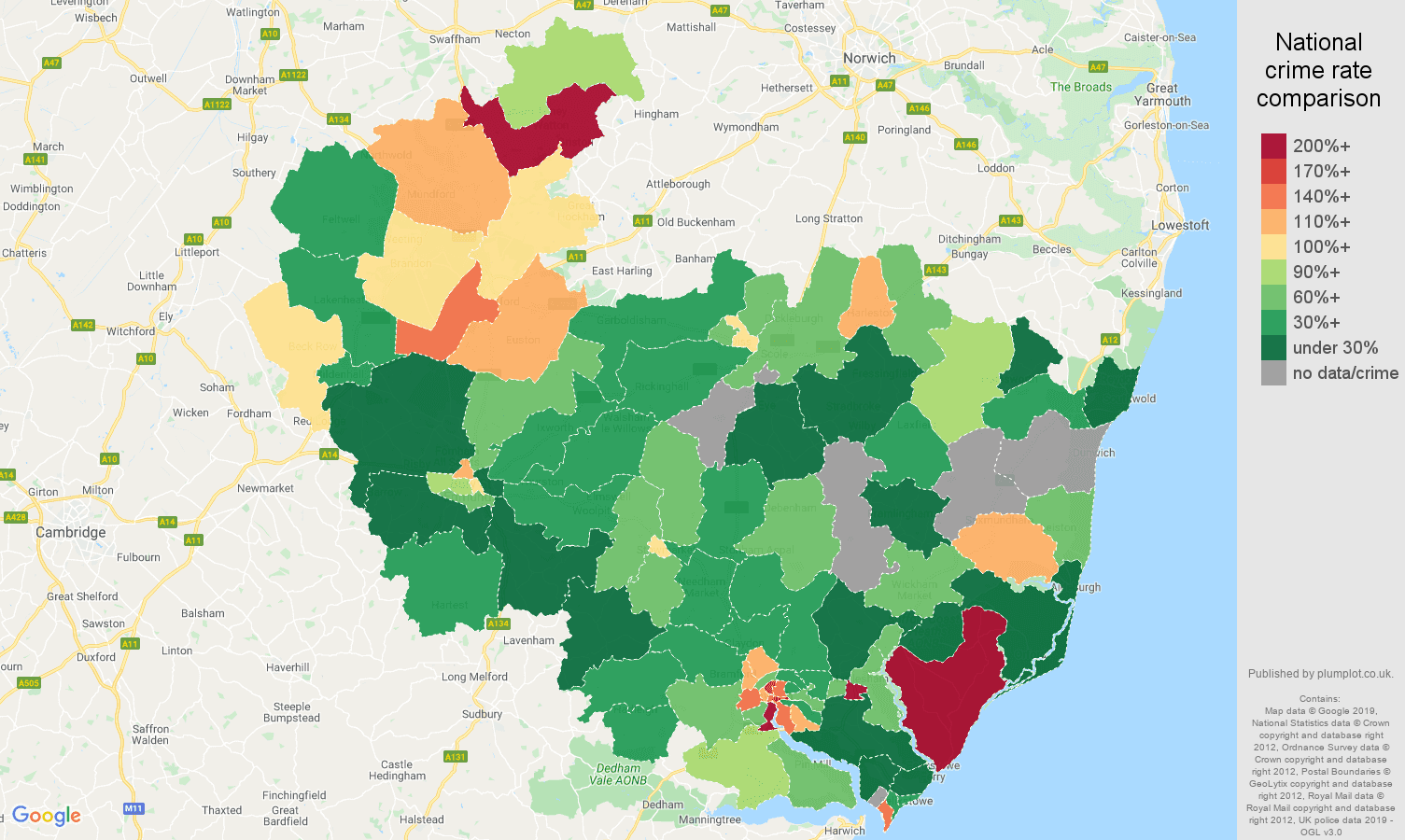 Ipswich other crime rate comparison map