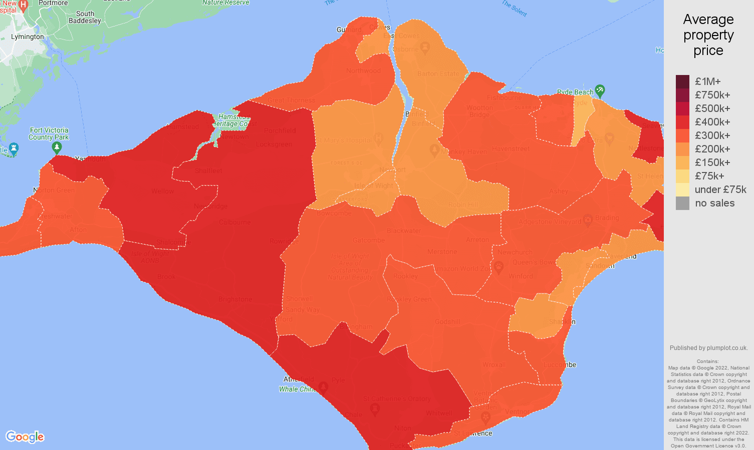 Isle of Wight house prices map