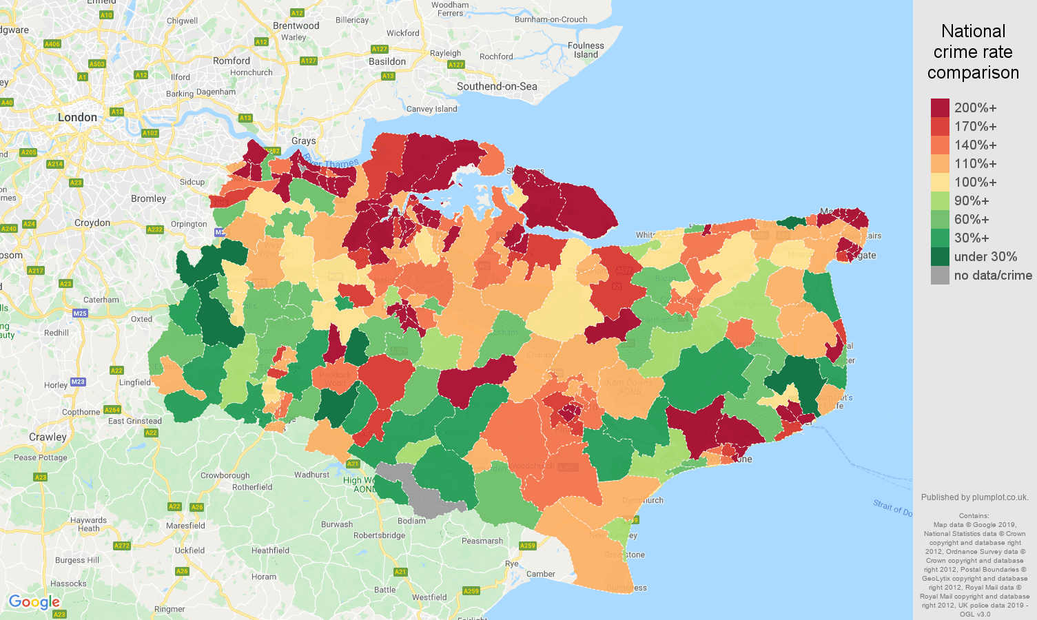 Kent other crime rate comparison map