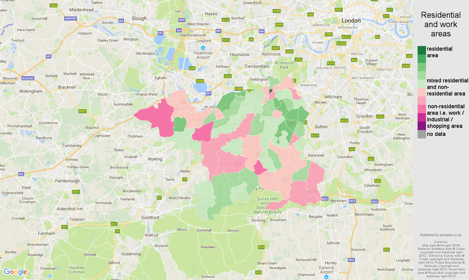 Kingston upon Thames residential areas map