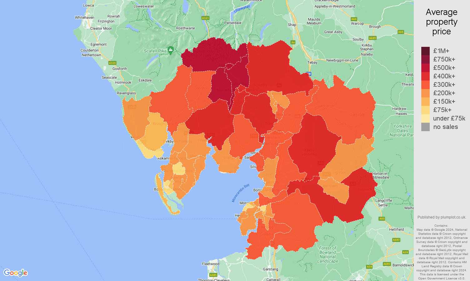 Lancaster house prices map