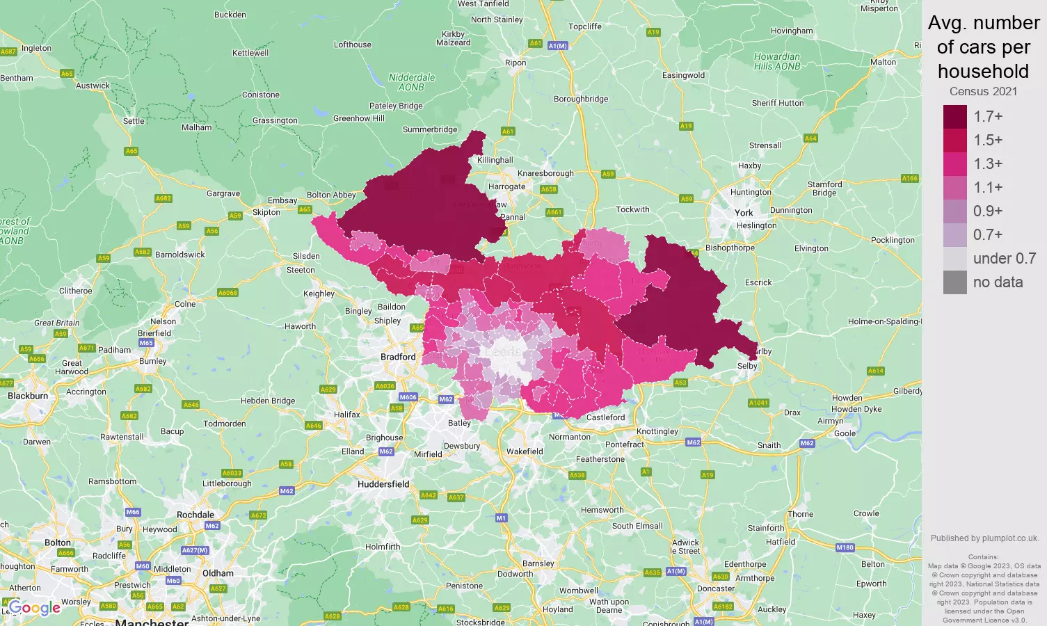 Leeds cars per household map