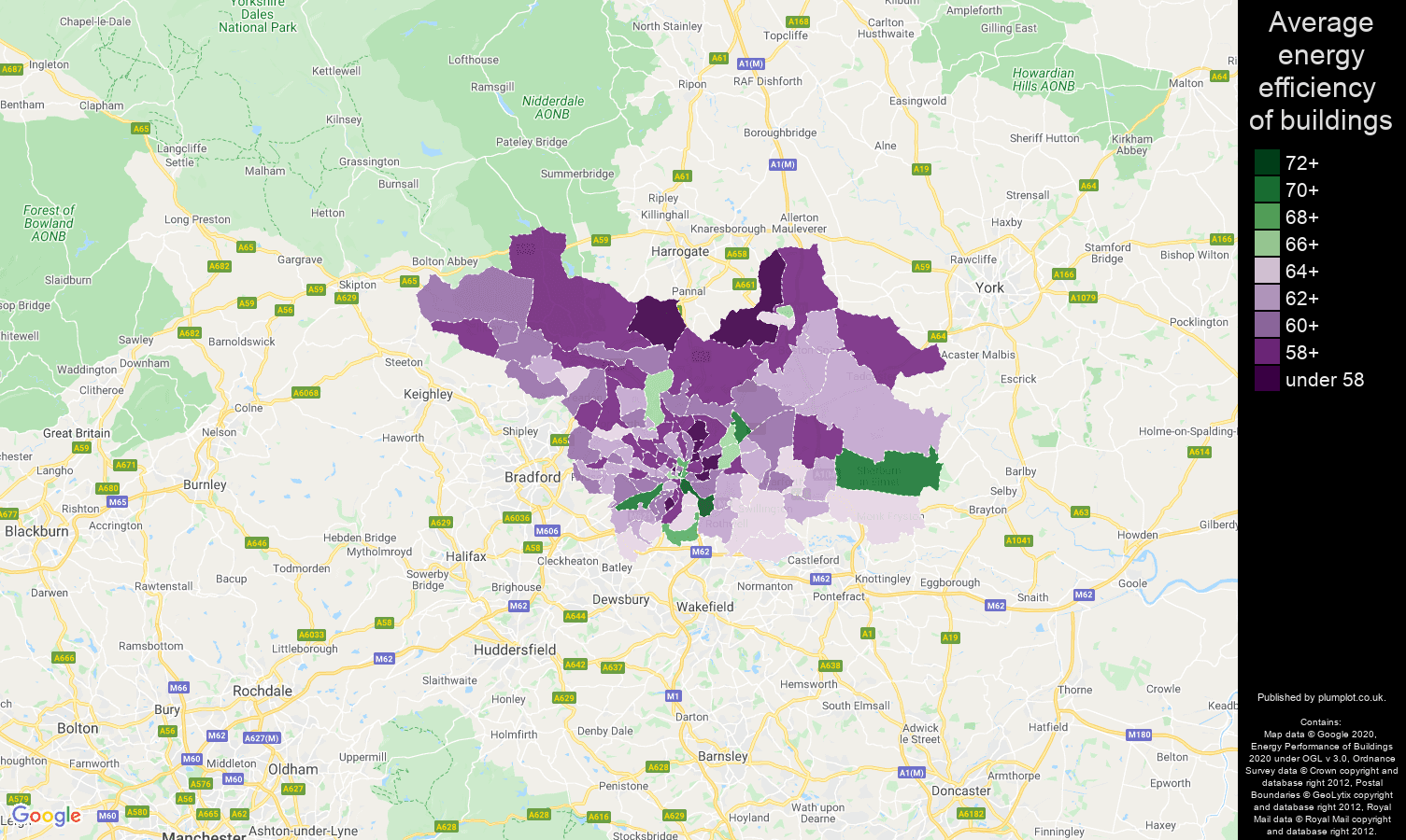 Leeds map of energy efficiency of houses