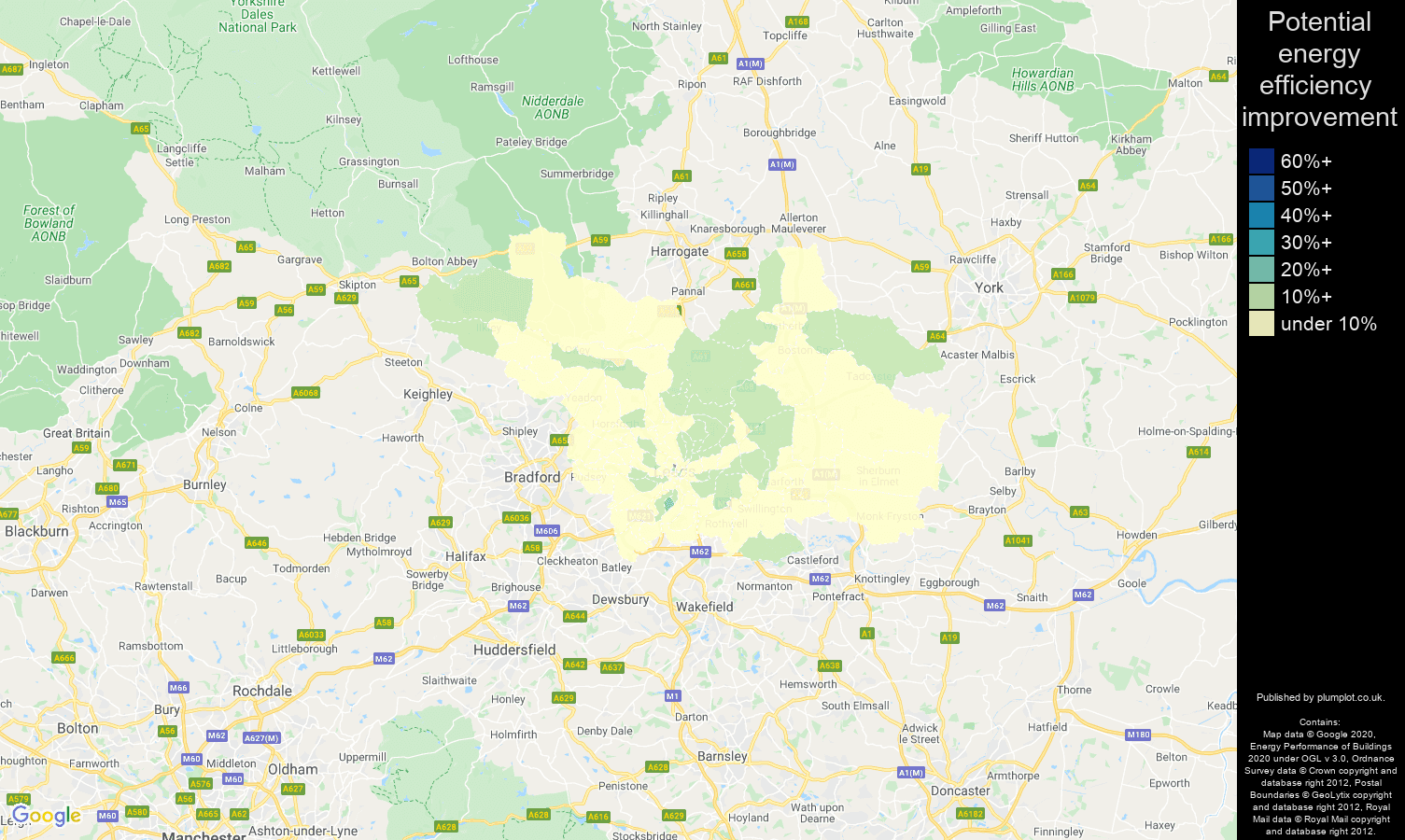 Leeds map of potential energy efficiency improvement of flats