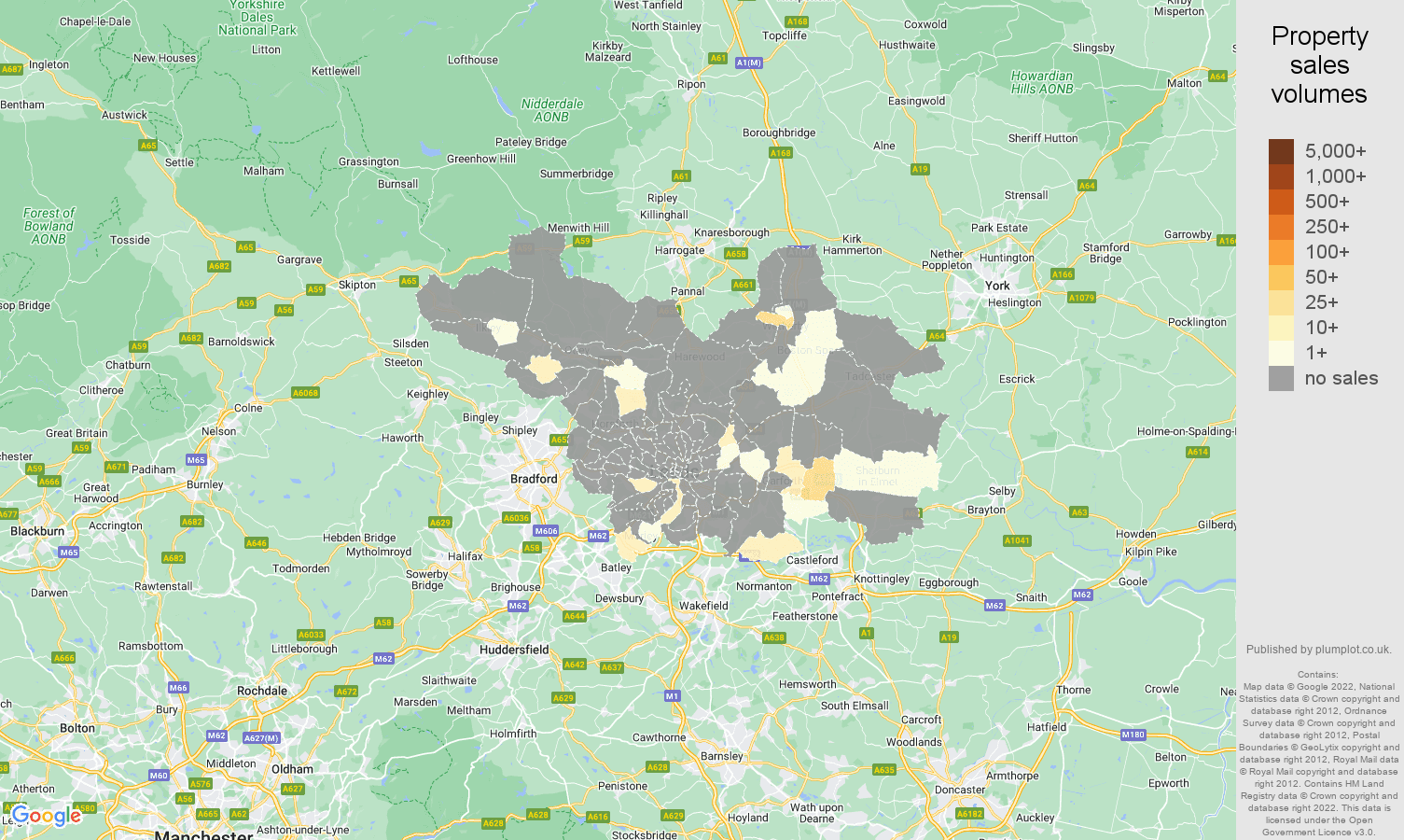 Leeds map of sales of new properties