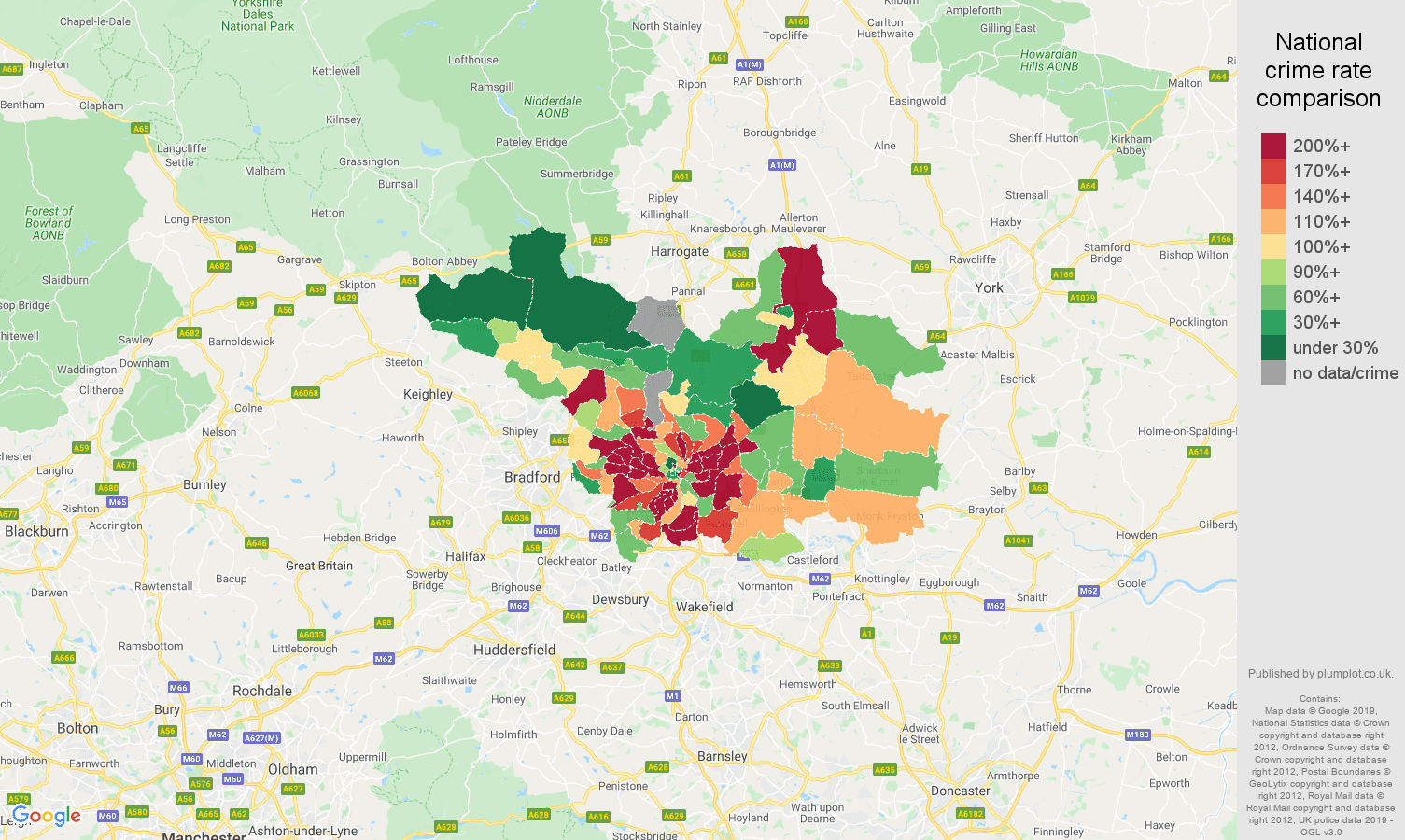 Leeds other crime rate comparison map