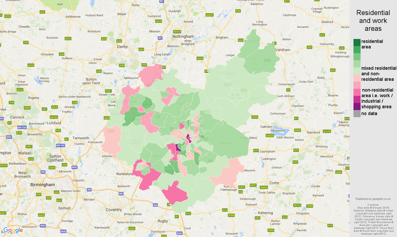 Leicestershire residential areas map
