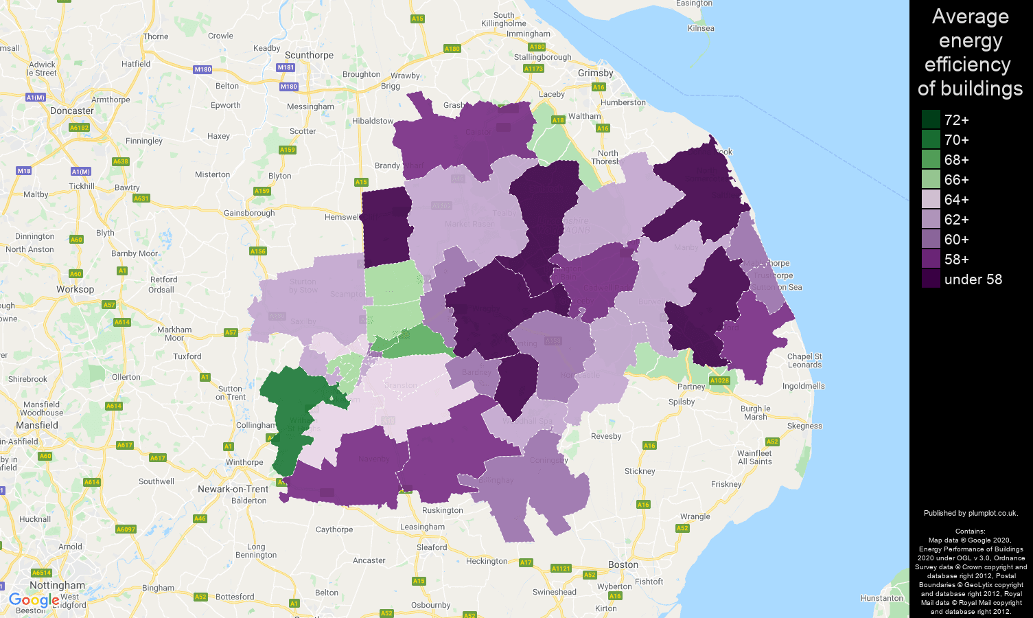Lincoln map of energy efficiency of properties