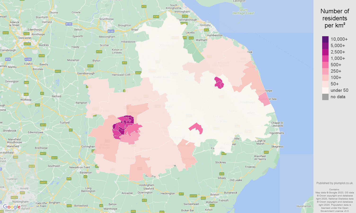 Lincoln population stats in maps and graphs.