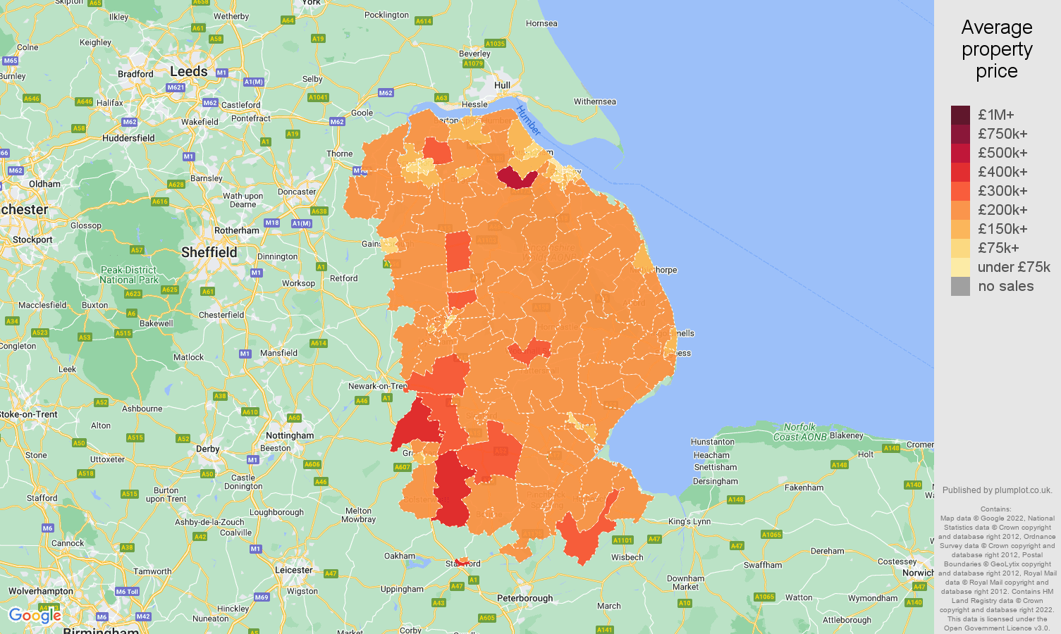 Lincolnshire house prices map