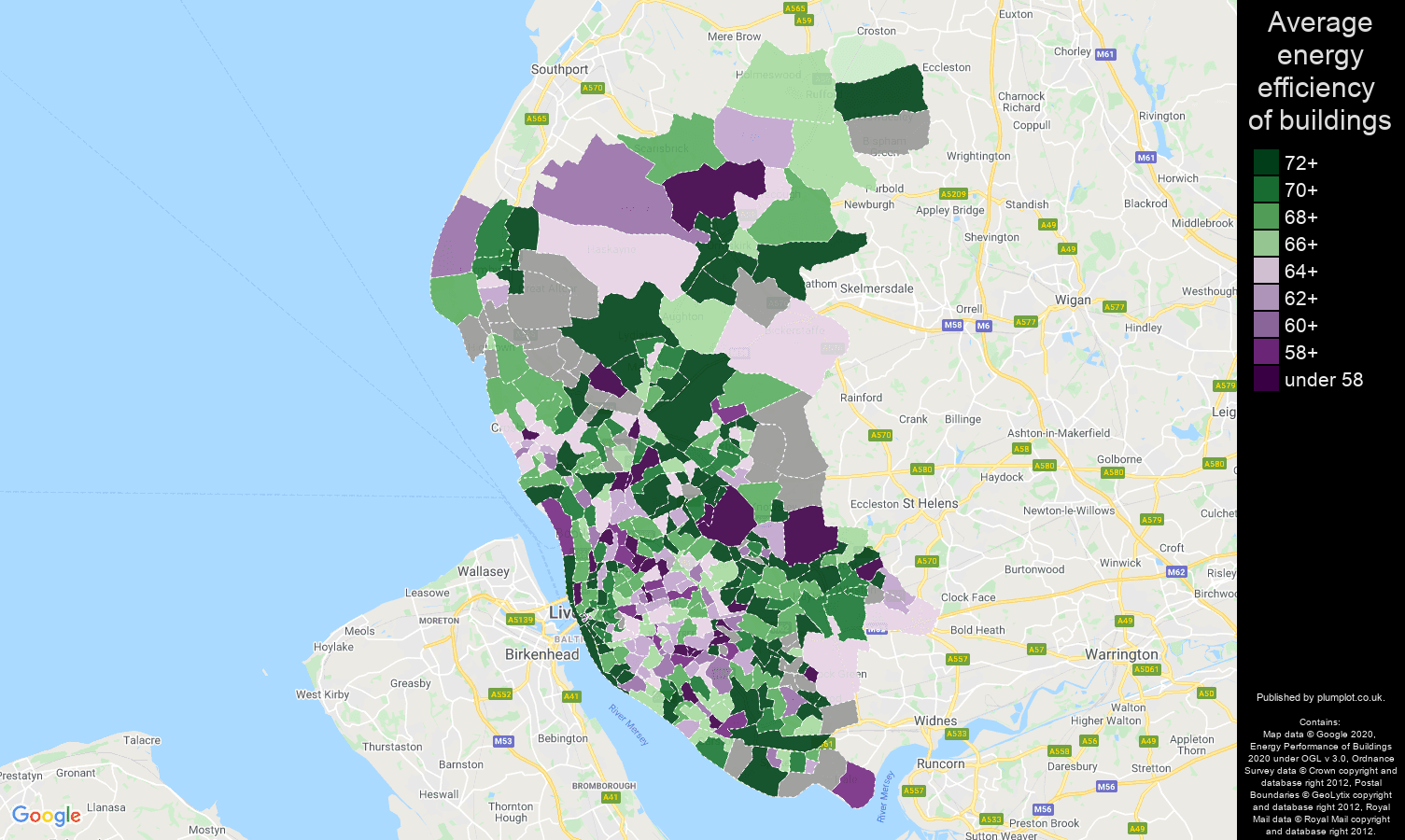 Liverpool map of energy efficiency of flats
