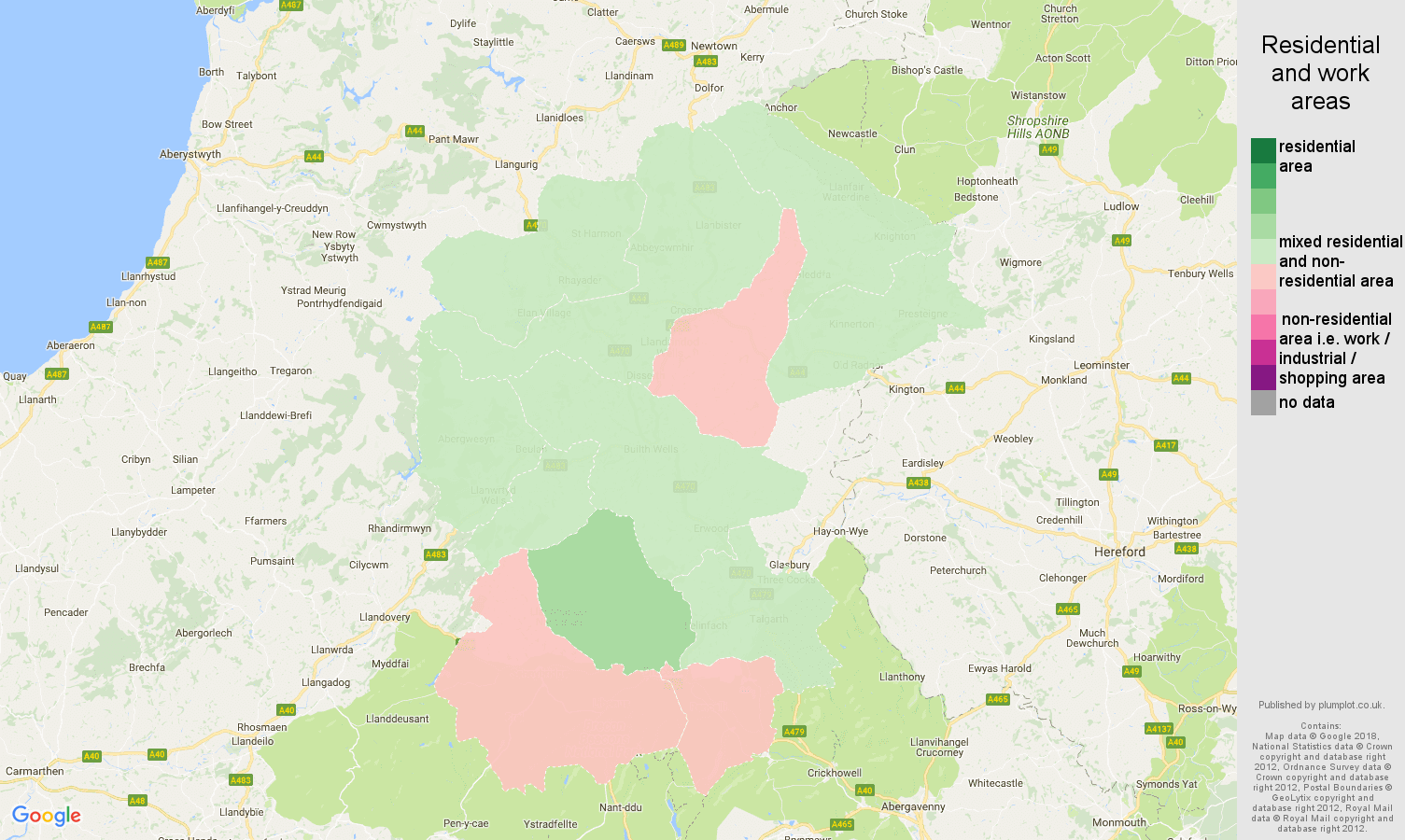 Llandrindod Wells residential areas map