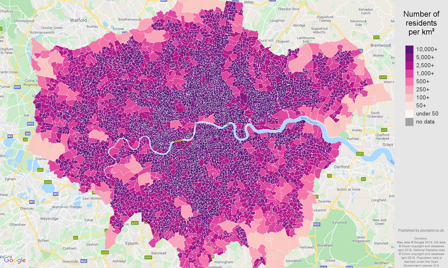 London population stats in maps and graphs.