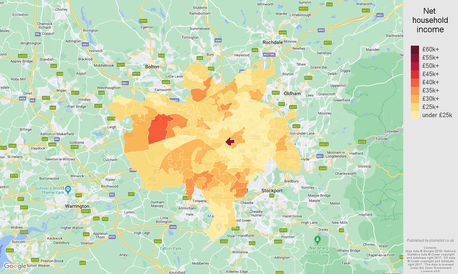 Manchester net household income map
