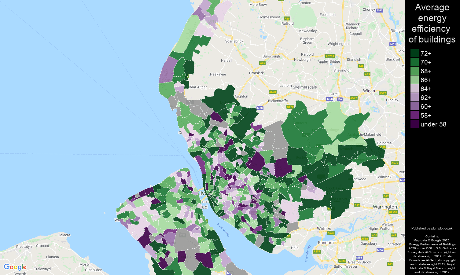 Merseyside map of energy efficiency of flats