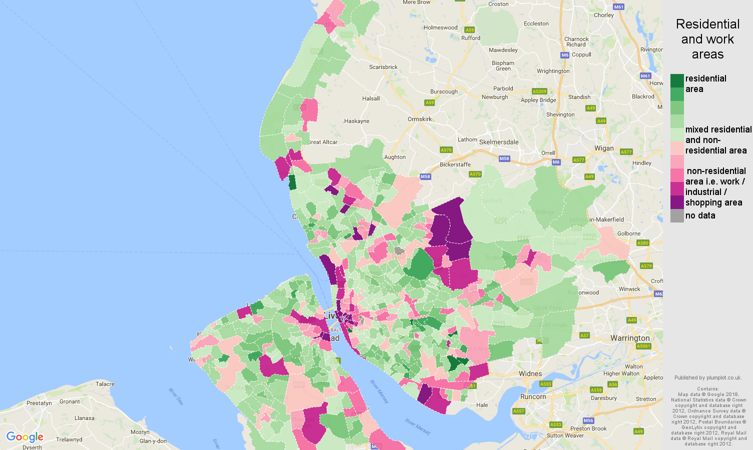 Merseyside residential areas map