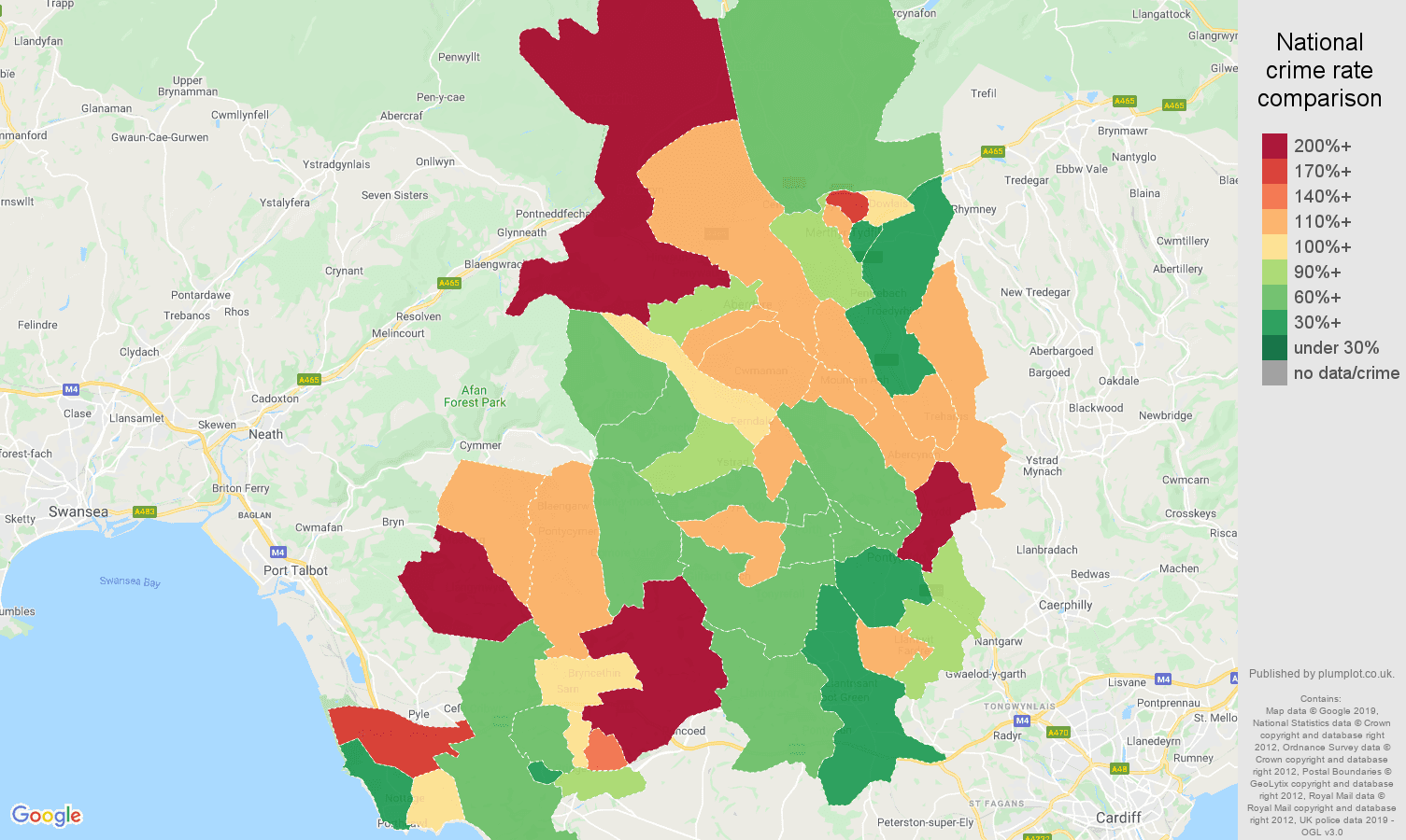 Mid Glamorgan other crime rate comparison map