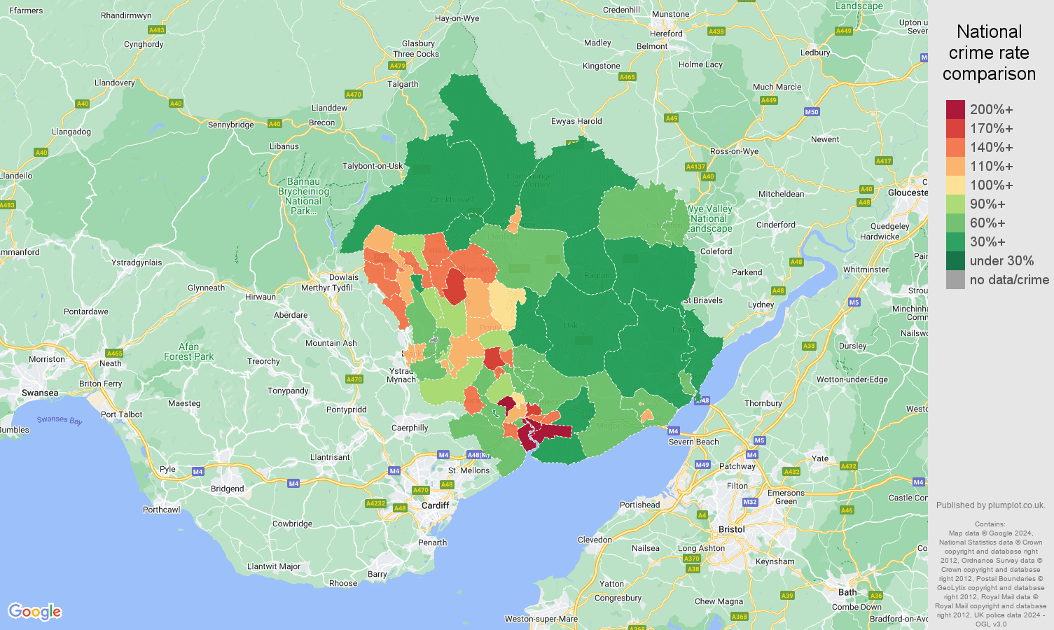 Newport crime rate comparison map