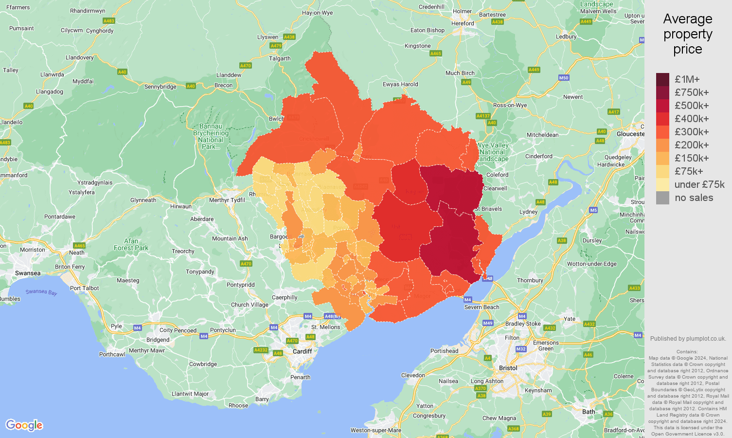 Newport house prices map
