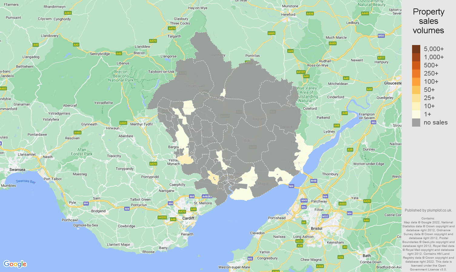 Newport map of sales of new properties