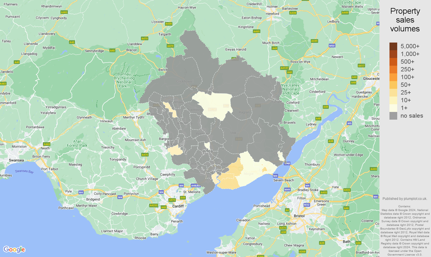 Newport map of sales of new properties